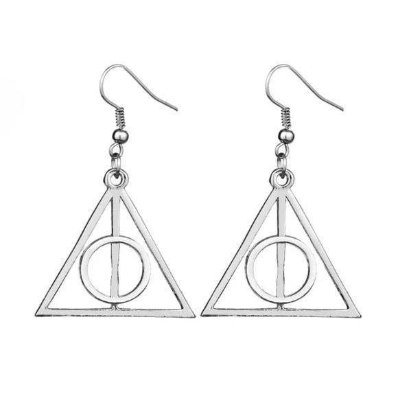 🔹️Harry Potter Silvertone Hallows Earrings - Picture 3 of 5
